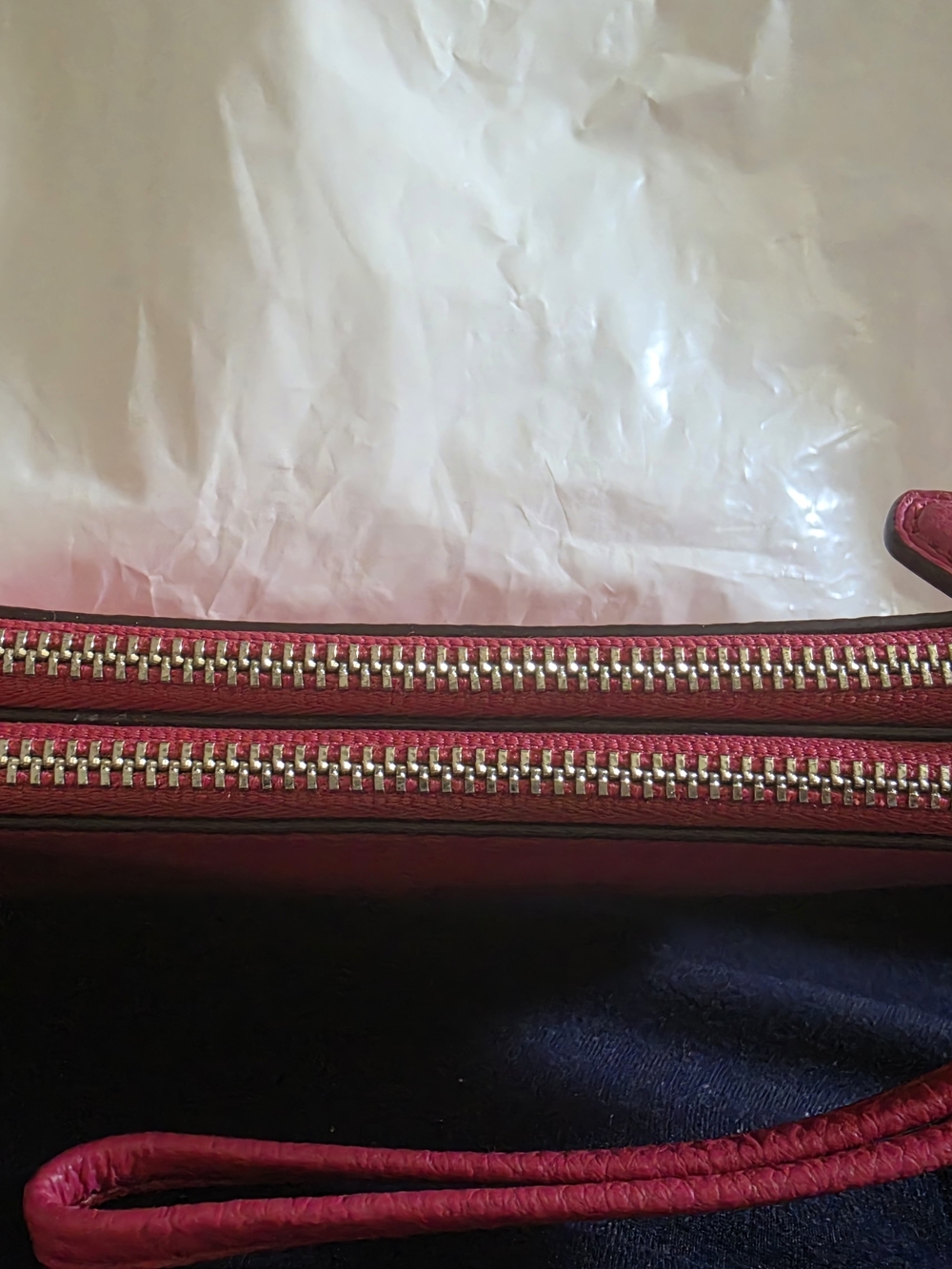 COACH Pink Leather Double Zip Pouch - Picture 5 of 12